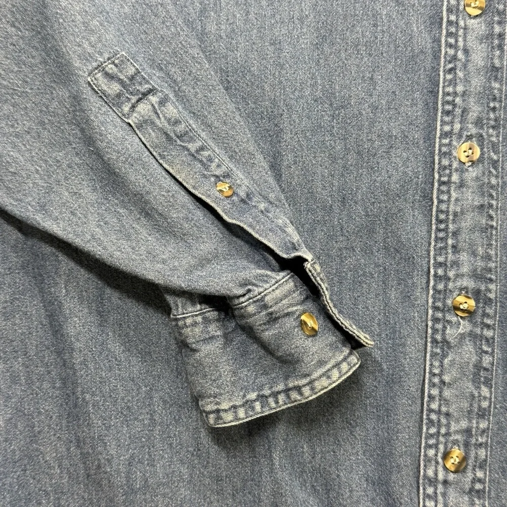 Vintage Disney Mickey‎ Denim Button Down Shirt Mickey Donald Goofy XL